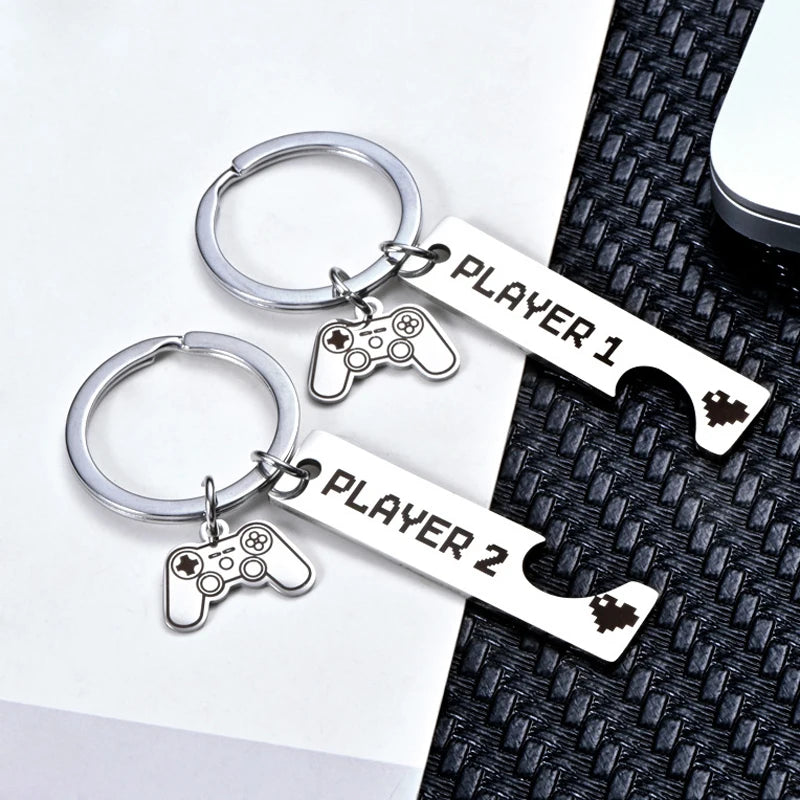 Gamer Couple Matching Keychains Set