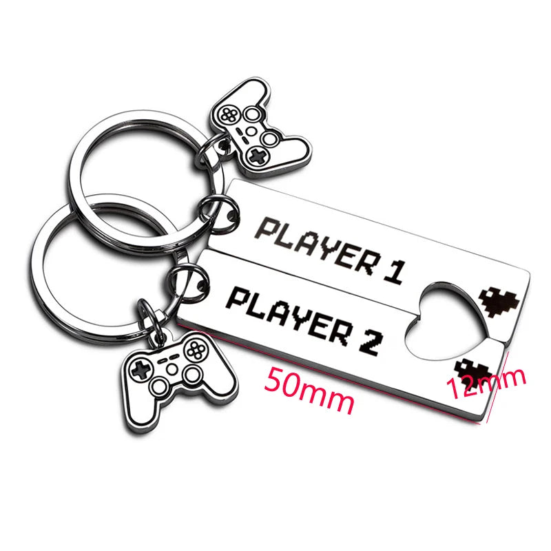 Gamer Couple Matching Keychains Set